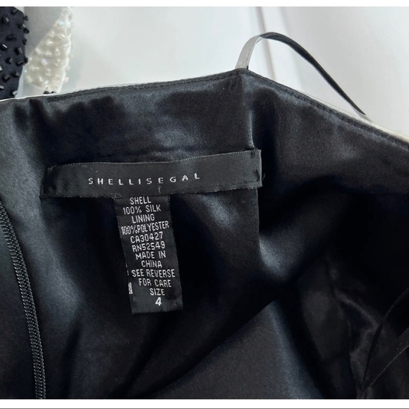 $390 NWT Shelli Segal Sz 4 Beaded 100% Silk Checkerboard Geometric Dress Y2K NEW - Picture 3 of 9